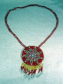 Vintage Navajo Indian Glass Seed Bead Work Pendant