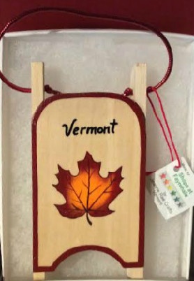 Vermont wooden sled ornament