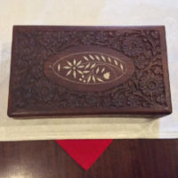 Large Carved Wooden Box With Inlaid Design