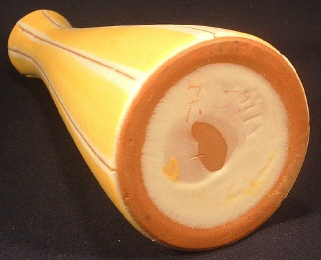 Eames Era - Yellow & White Striped Mid 20th Century Modern Pottery Vase