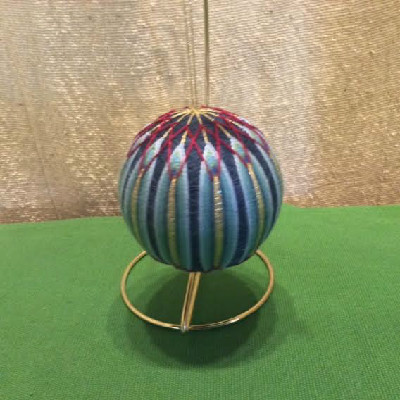Temari Ball - Blue Ball w/ Lozenges - Large Japanese Thread Ball