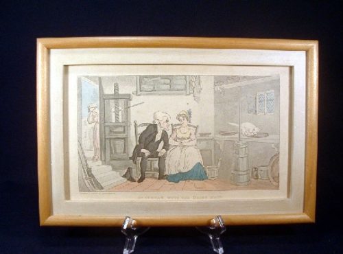 Early 1800's - Thomas Rowlandson - Hand Coloured Engraving Titled - "Dr. Syntax And The Dairy Maid"