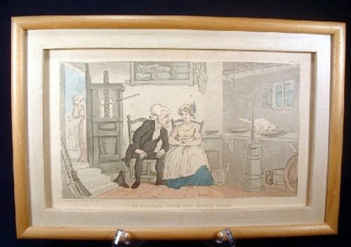 Early 1800's - Thomas Rowlandson - Hand Coloured Engraving Titled - "Dr. Syntax And The Dairy Maid"
