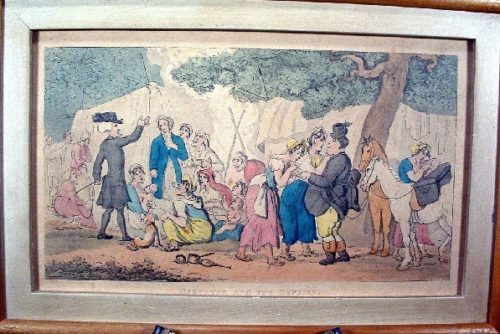 Early 1800's - Thomas Rowlandson - Hand Coloured Engraving Titled - "Dr. Syntax & The Gypsies"