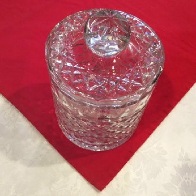 Hand Cut Lead Crystal Glass Lidded Biscuit / Candy Jar - Imperlux - Poland