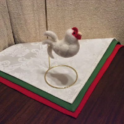 Rooster, White Chantecler— $28 - Felted Wool Ornament