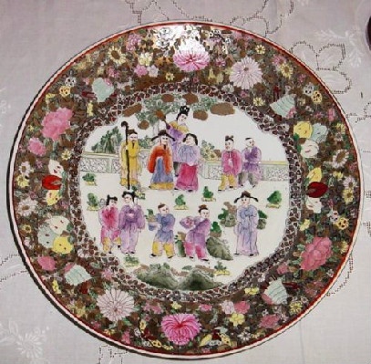 Magnificent!! - Very Large - Vintage Chinese Hand-Painted Charger - Wall Plate - Low Bowl