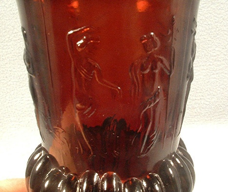 Ruby Red Glass Dancing Nudes Urn Vase - Early Imperial Glass - RARE