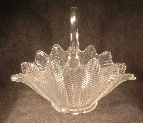 Feather Pattern - Large 11 Inch Tall Glass Basket - By The L. E. Smith Glass Company