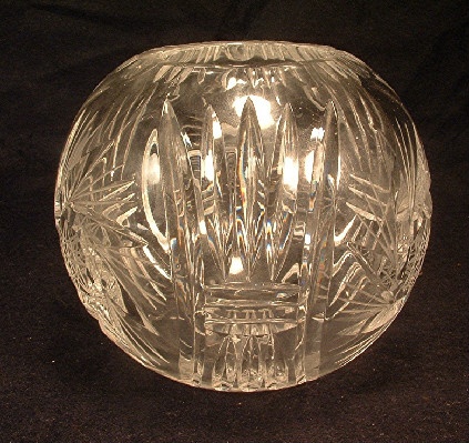 Rose Bowl Vase - Crystal- Clear Cut Glass - Whirling Star Pattern