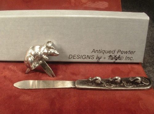 Figural Mouse Cheese Set - Antiqued Pewter Designs by Metzke - Williamsburg VA Pewter Shop