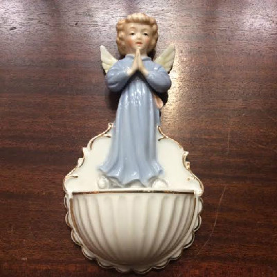 Porcelain - Praying Angel - Holy Water Font - Vintage "JAPAN"