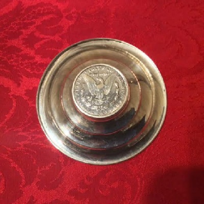 Sterling Dish w/ United States Coin - 1901 Morgan Silver Dollar