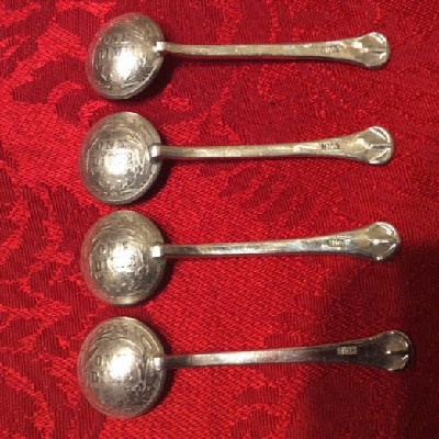 RARE Coin Silver Individual Salt Spoons w/ United States Coin - 1897 - 1906 - 1911 - 1913 - Barber Dimes