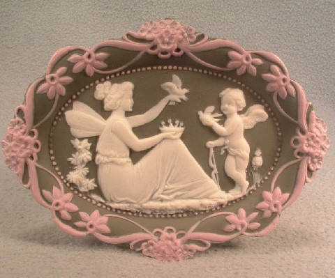 Schafer & Vater - German Bisque - Porcelain - Jasperware Fairy & Cherub Plate - Vintage