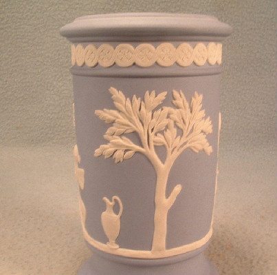 Wedgwood Light Blue Jasperware Winged Fairy & Cherubs Decorated Vase - Vintage