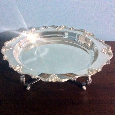 Silver Bain-Marie w/ Pyrex Footed Platter - W&S Blackinton Co. - Meriden CT - Downton Abbey Elegance