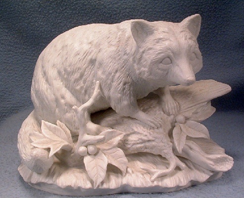 White Bisque Porcelain - Raccoon Sculpture - Figurine - Made in Germany