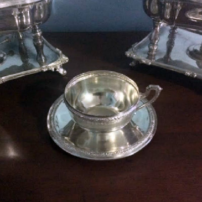 Sterling Silver Chowder Cup & Saucer - Spanish Silversmith DIONISIO GARCÃA - Appointed Silversmith To King Alfonso XIII - Downton Abbey Elegance