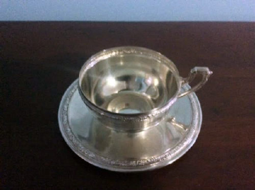 Sterling Silver Chowder Cup & Saucer - Spanish Silversmith DIONISIO GARCÃA - Appointed Silversmith To King Alfonso XIII - Downton Abbey Elegance