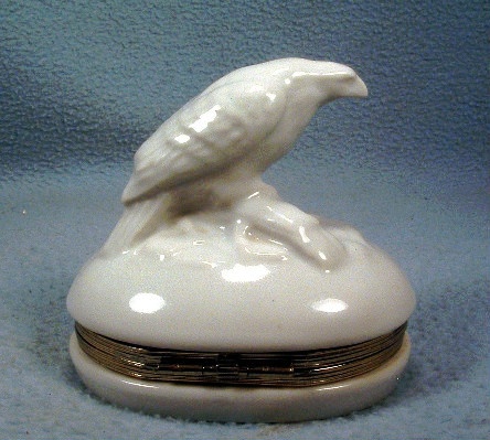 White Porcelain Eagle Trinket / Jewelry Box - Vintage Andrea by Sadek