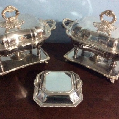 Silver Covered Serving Dish - Unusual Square Shape - Downton Abbey Elegance