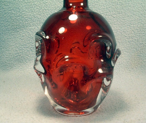 Ruby Red & Crystal Glass - Aseda Bo Borgstrom - Pinched Decanter & Stopper - Mid 20th c. - Exquisite - Downton Abbey Elegance