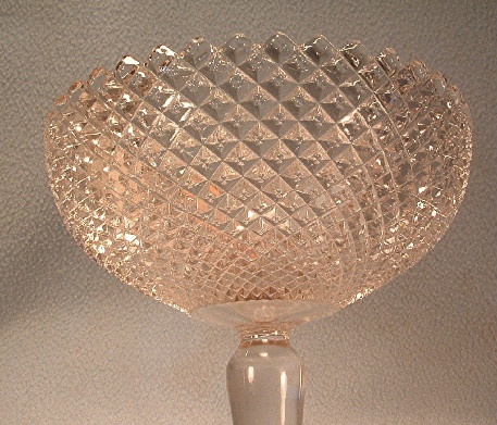 EAPG Diamond Point Compote With Ball Stem - ca. 1880 - EAPG Diamond Point Pattern Compote by Bryce Bros.
