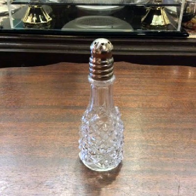 EAPG Glass 4 Piece Individual Condiment Set – Tray w/ Open Salt, Pepper