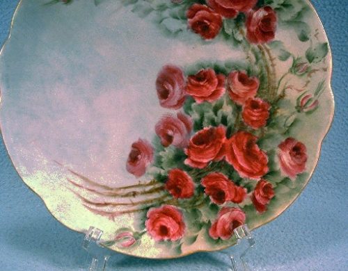 Bavarian China Plate - Hand Painted Roses- Artist Signed - 1898-1923 - Roses That Will Last Forever!