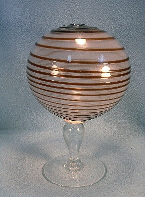 Hand Blown - Spiral Glass Ball - Sphere - Globe - End Of Day Whimsy - Modern Mid 20th c. (1960s) - Blenko Spiral Amethyst & Crystal