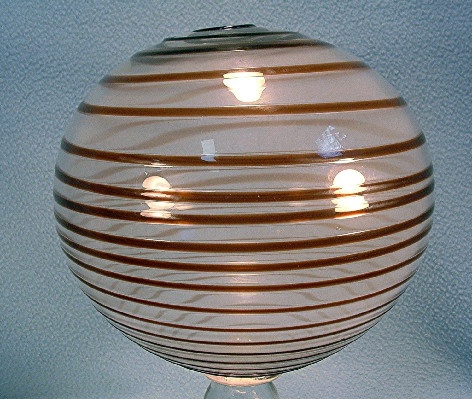 Hand Blown - Spiral Glass Ball - Sphere - Globe - End Of Day Whimsy - Modern Mid 20th c. (1960s) - Blenko Spiral Amethyst & Crystal