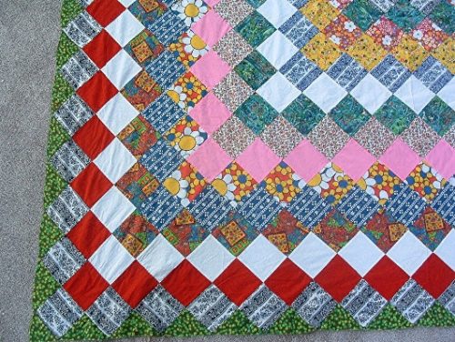 "Grandmother's Dream" Pattern Quilt Top - Hand Pieced/Hand Sewn - 86" by 76" - Vintage-1940s