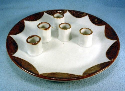 Otagiri Original Pottery Candlestick Plate - Hand Crafted - Hand Glazed - Vintage Mid 20th Century Modern