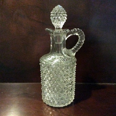 EAPG Pointed Hobnail Pattern Decanter With Stopper - Ca. 1880s - (Thousand Eyes) - Rough Pontil