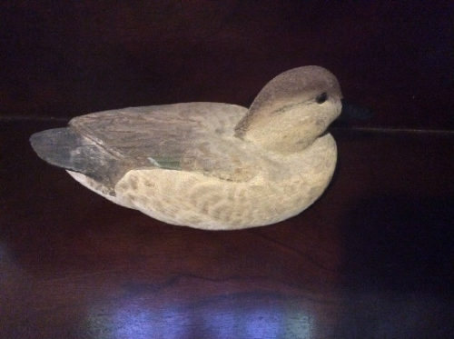 Hand Carved Wood Duck - Green Wing Teal Hen - Signed - Jack Cox '88 & R. Thomas 11.15.90