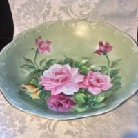 Hand Painted Bowl - Beautiful Pink & Yellow Roses - Vintage Lefton China